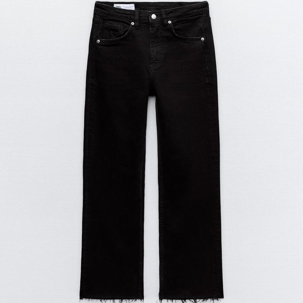 Zara Flared Cropped High Waist TRF Jeans